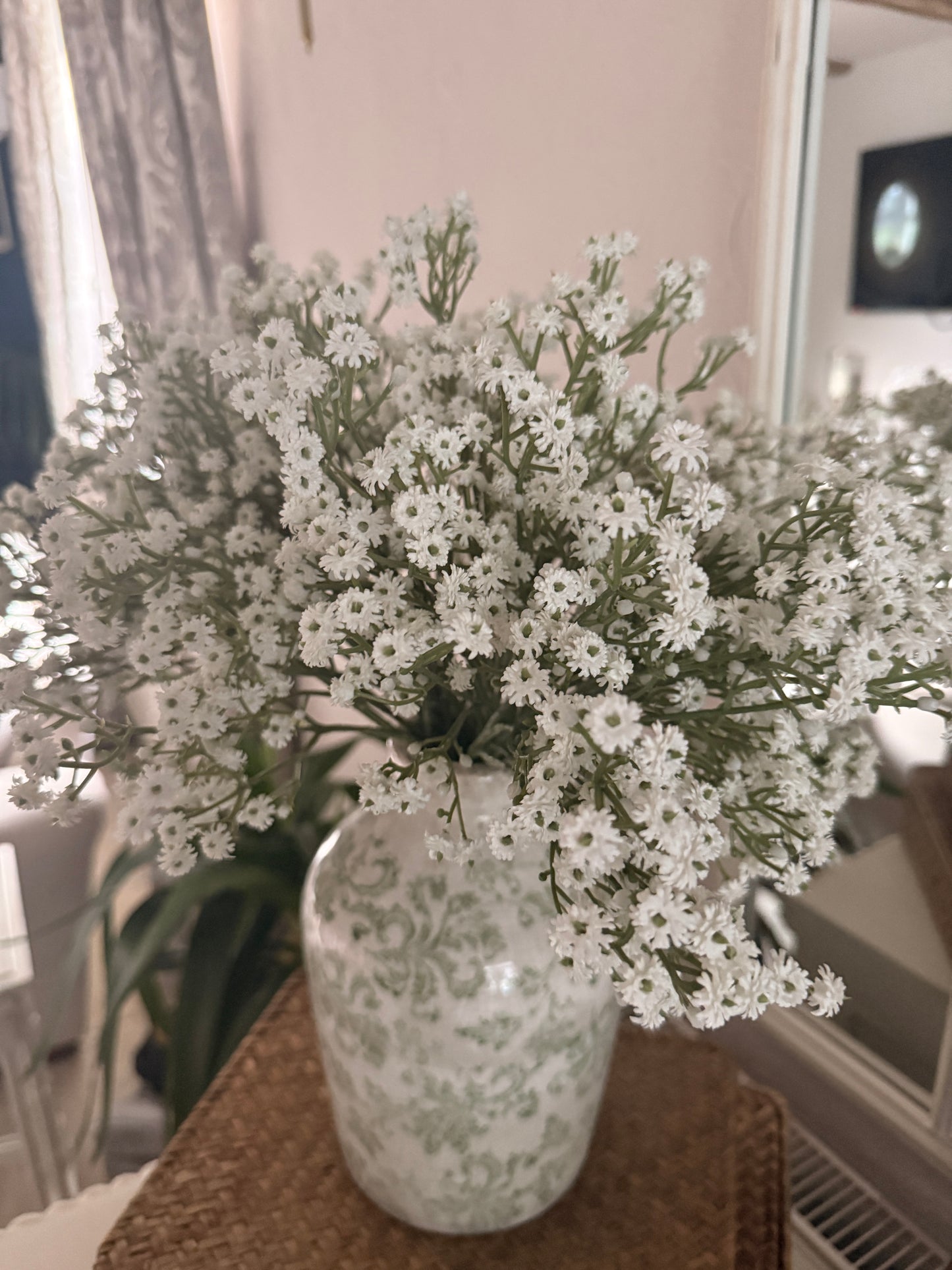 Timeless Farmhouse Cream and Green Ceramic Vase