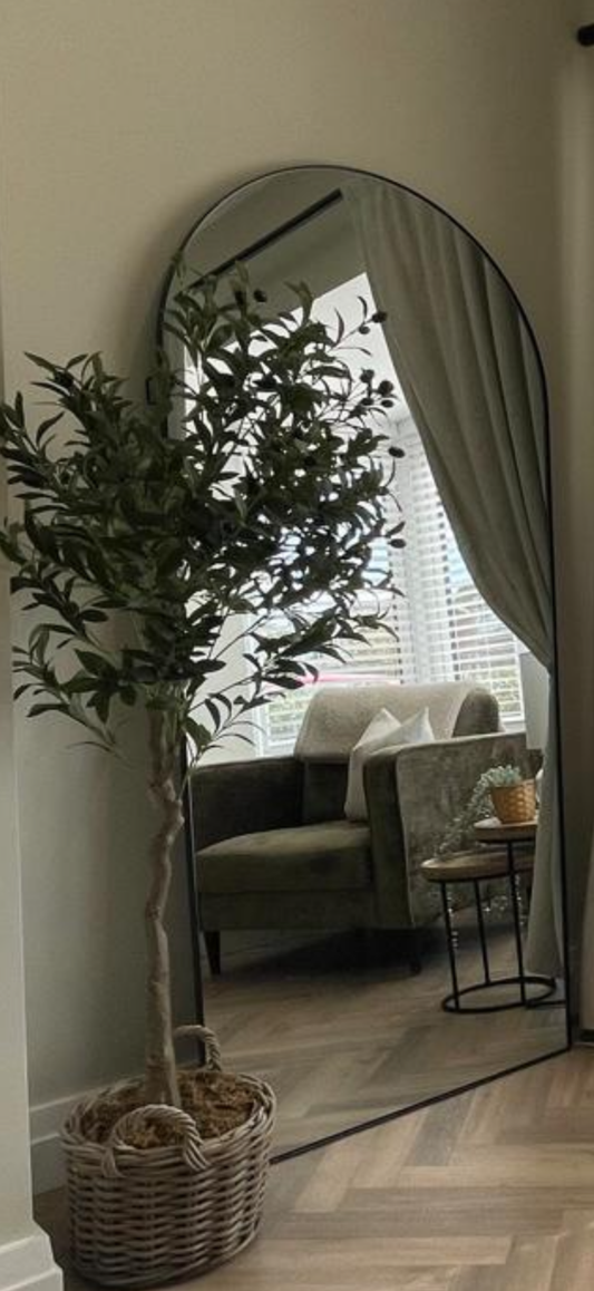 Large Black Arched Full Length Mirror – Standing, Wall-Mounted or Leaning