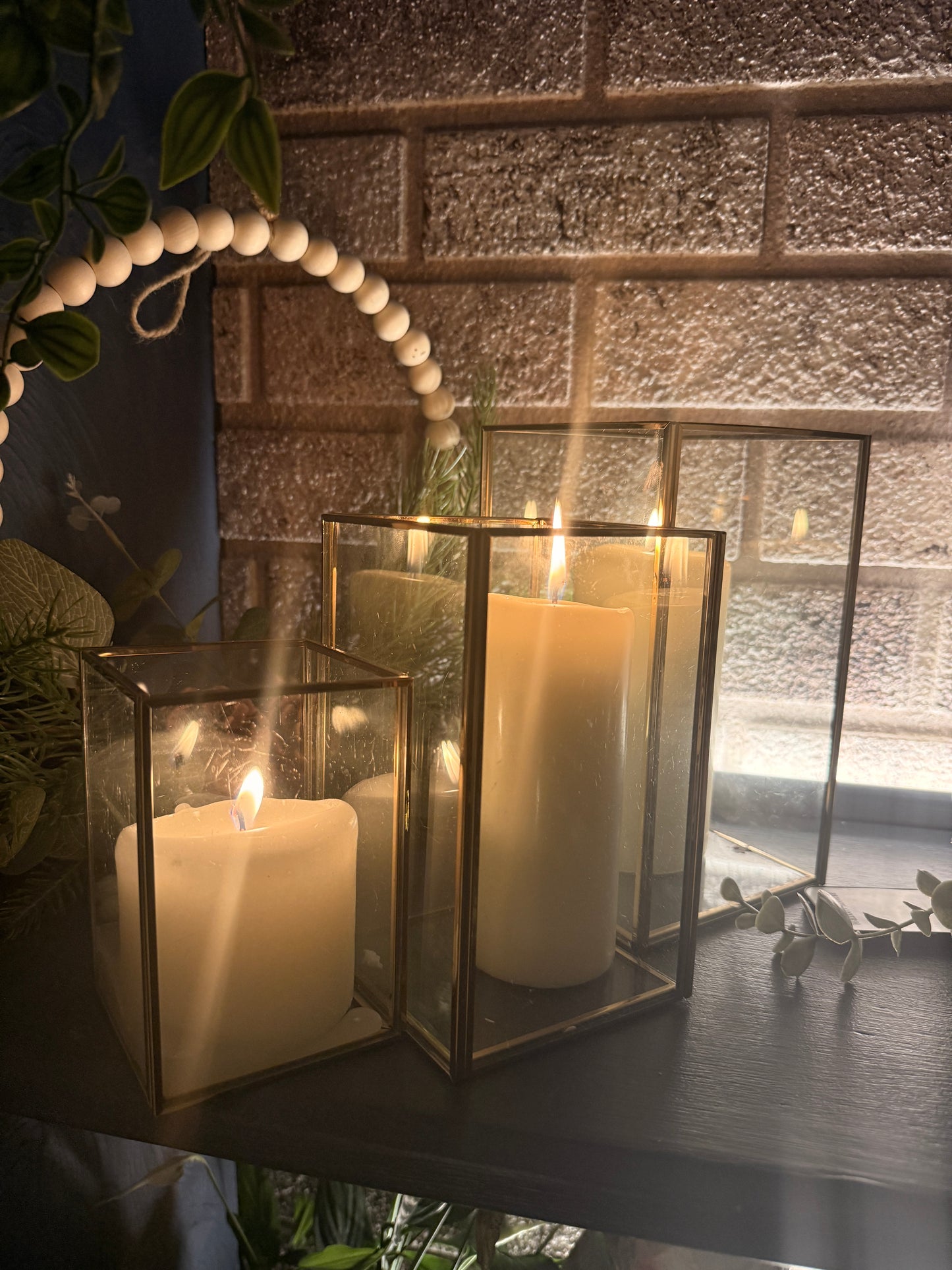 Set of 3 Glass Hurricane Candle Holders