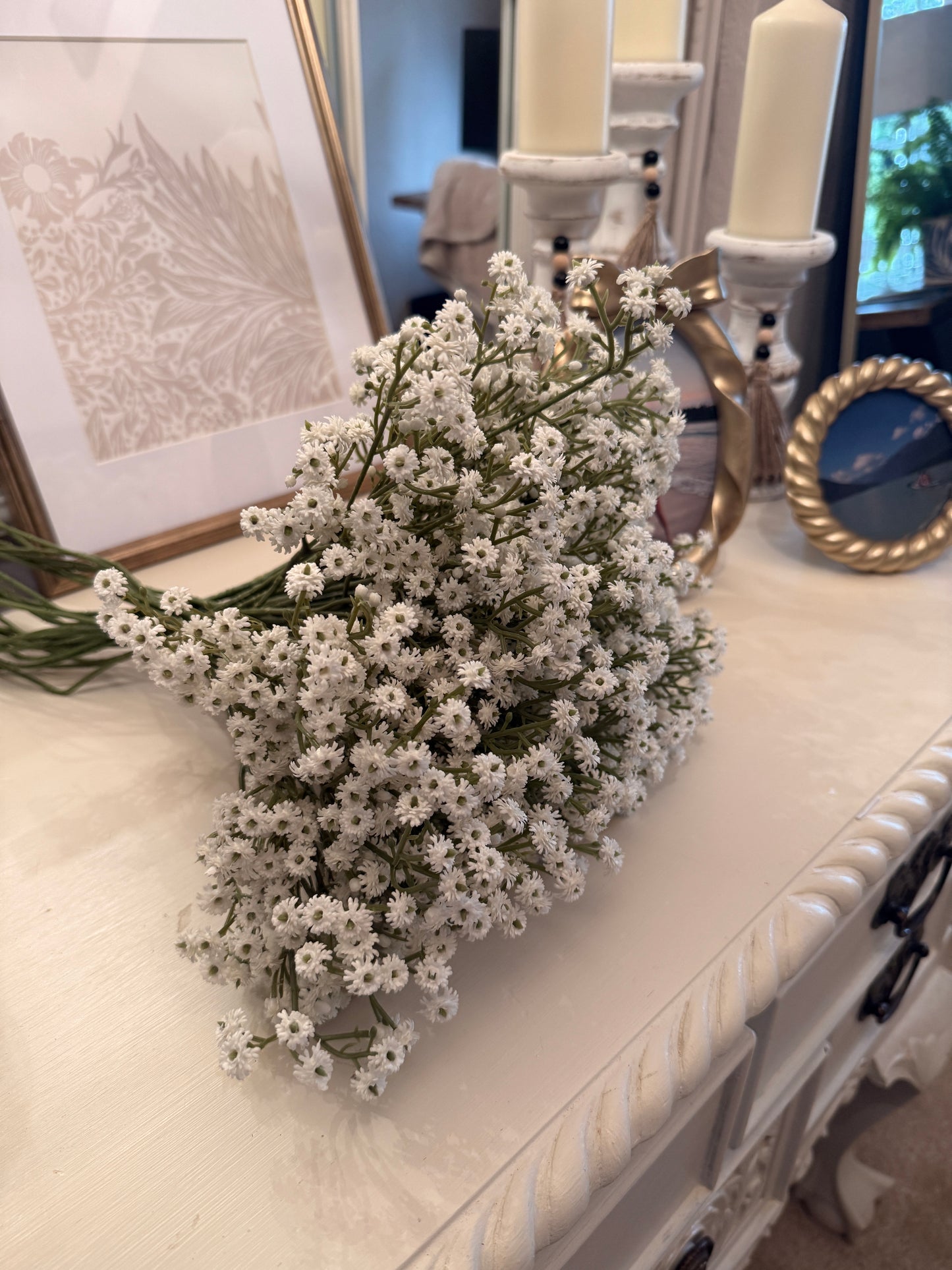 12-Pack Artificial Baby’s Breath – White Gypsophila Bouquets for Weddings, Home Décor & DIY Crafts