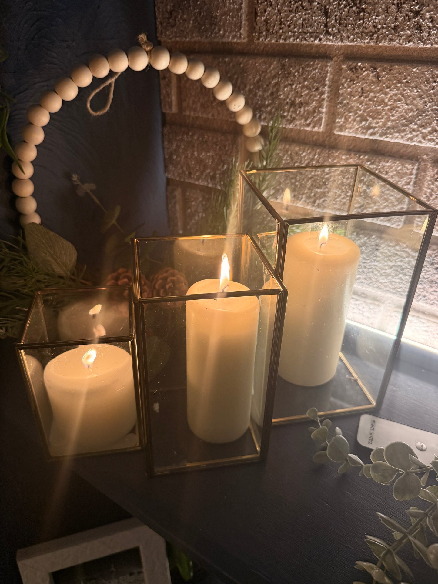 Set of 3 Glass Hurricane Candle Holders