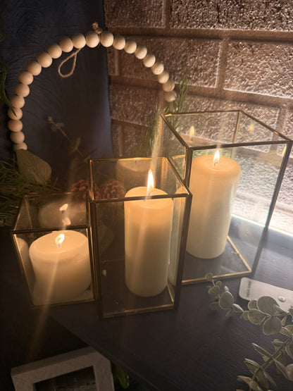 Set of 3 Glass Hurricane Candle Holders