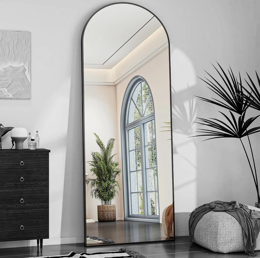 Large Black Arched Full Length Mirror – Standing, Wall-Mounted or Leaning